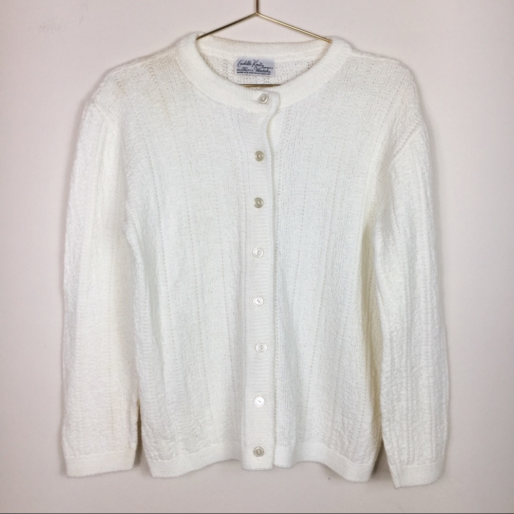 VTG CREAM KNIT BUTTON UP CARDIGAN